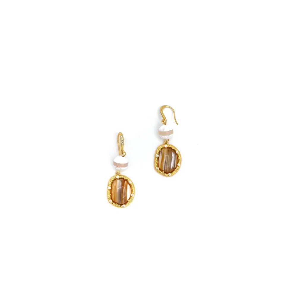Irregular Inlaid Crystal Stone Pendant Earring